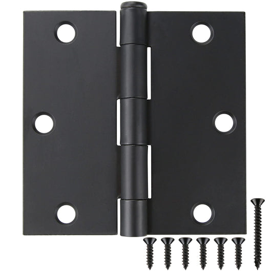 12 Pack 3 1/2 Inch Matte Black Door Hinges 3.5" Interior Square Iron Bifold Silver Standard Residential 3 ½"Satin Nickels Hinge for Doors Hardware Kit Tool Office Bedroom Study Living Room Decor