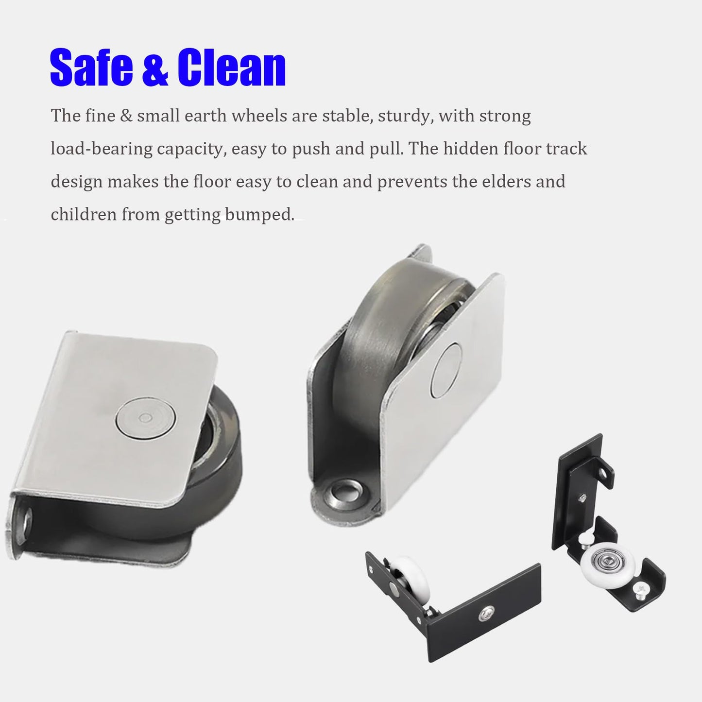 Jisano 1pcs 27.6-47.2 Inch Hidden Sliding Barn Door Hardware and Track, Floating Wall Mounted Invisible Sliding Door Track, Soft Close, Quiet, Easy to Install