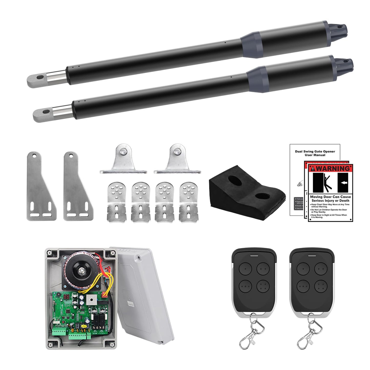 Gyxel C01-L Automatic Gate Openers Kit for Dual Swing Gate Up to 14ft Long or 440lb Per Arm, Electric Gate Opener for Driveway Dual Swing Gate with Long-Range Gate Opener Remote, Motor 40W AC Powered
