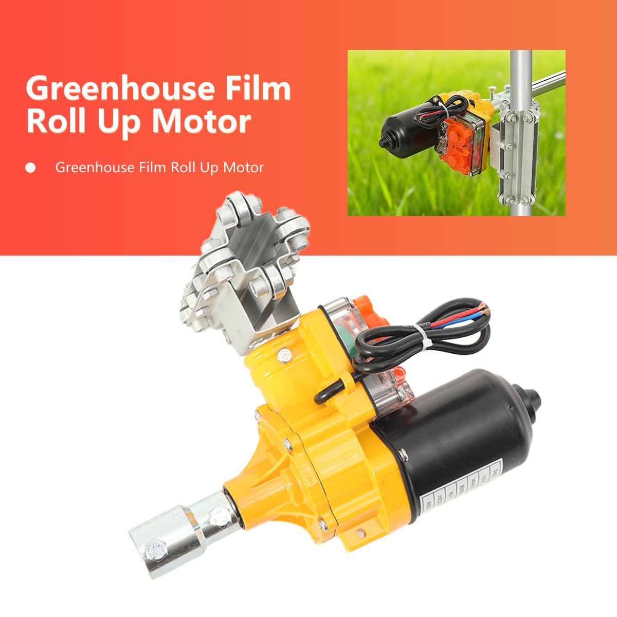 100W Greenhouse Film Roll up Side Motor with Precise Bearing Climber for Greenhouse Ventilation, Waterproof Electric Film Curtain Roller Frame Shed DC24V Automatic Venting