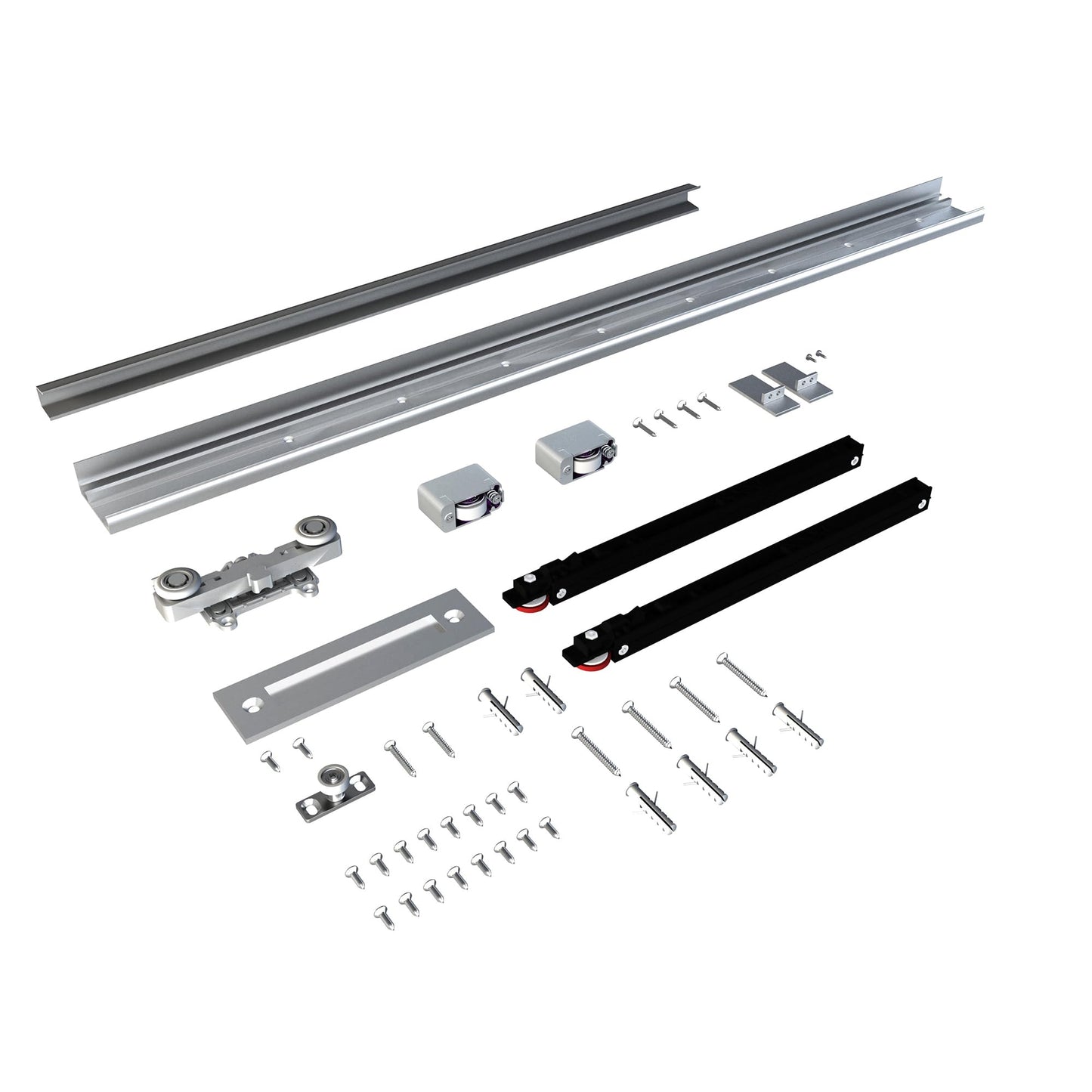 JUBEST 32"x86" Concealed Sliding Barn Door with Horizontal Groove and Soft Close Hardware Kit, White Flush Hidden Door for Opening 24"-28"x84", Waterproof and Smooth Sliding, for Interior Using