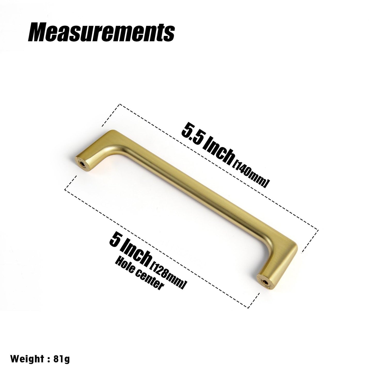 Goo-Ki Brushed Gold Cabinet Pulls with 5'' Hole Centers, Modern Style Zinc Alloy Cabinet Handles for Dresser,Wardrobe,Cupboard- 6 Pack