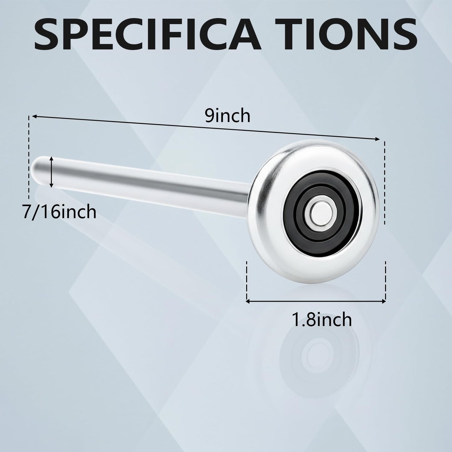 Mindoub 20-Pack 9" Long Stem Steel Garage Door Rollers Bulk - Commercial Grade Heavy Duty Replacement for 2" Track - Quiet 10-Ball Precision Bearings, Anti-Shake & High Load Capacity