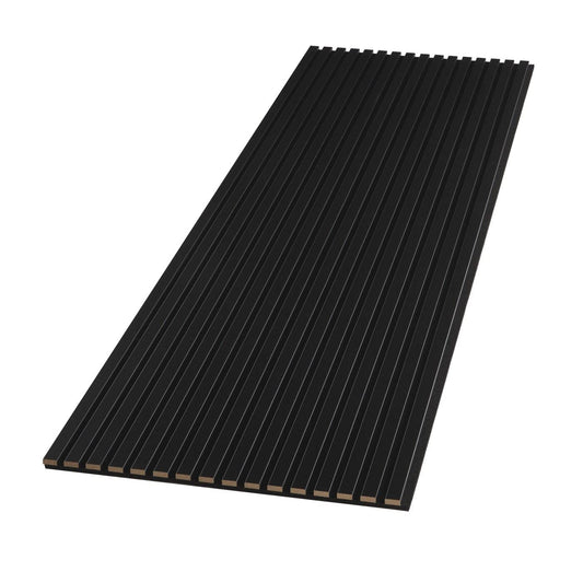 WVH Black Matte Acoustic Slat Wall Panels, Measures 94.49" x 25.20", Smooth Laminate Finish, Interior Decor for Walls & Ceilings, Noise Cancelling & Sound Absorbing for Home, Office & Bedroom, 2pcs