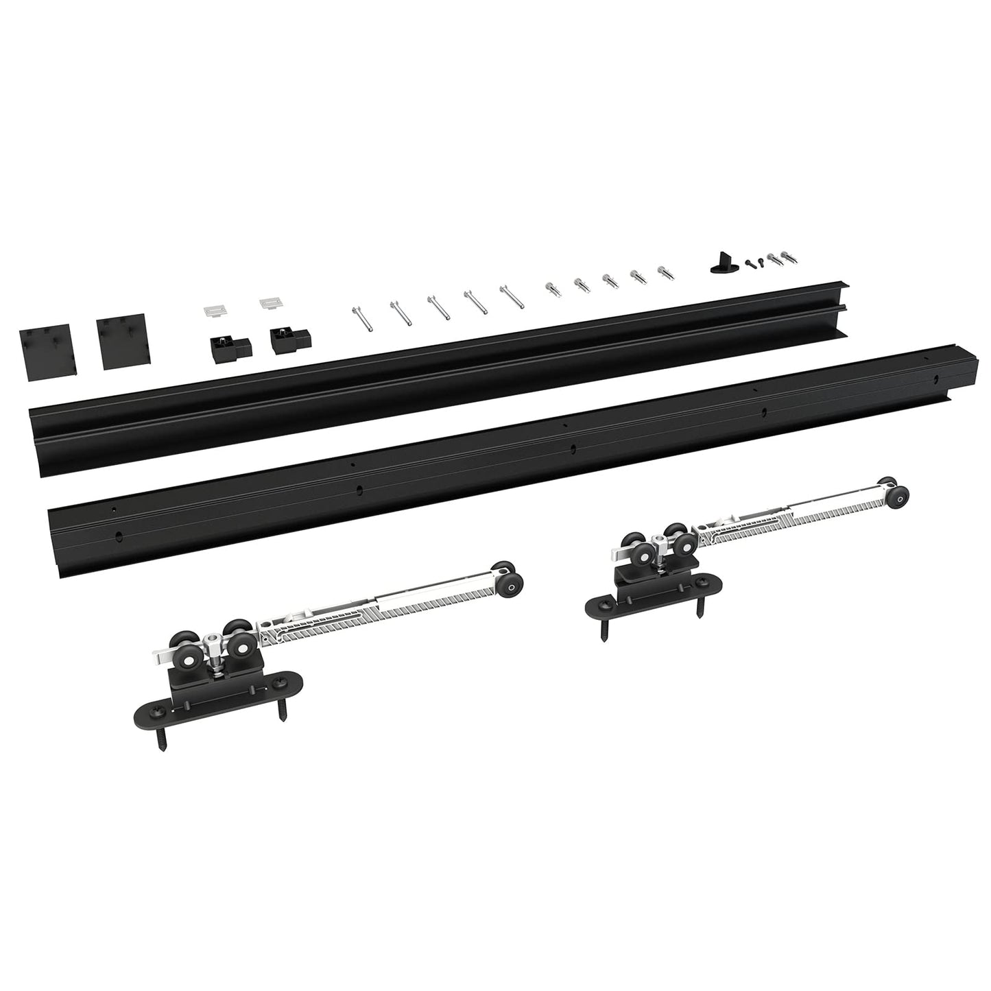 JUBEST 8FT Sliding Barn Door Hardware Track Kit, Aluminium Alloy Box Rail Wall Mount Barn Door Hardware, for Interior Wooden Door