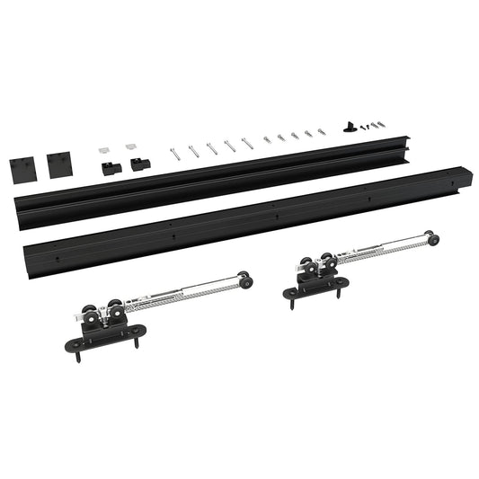 JUBEST 8FT Sliding Barn Door Hardware Track Kit, Aluminium Alloy Box Rail Wall Mount Barn Door Hardware, for Interior Wooden Door
