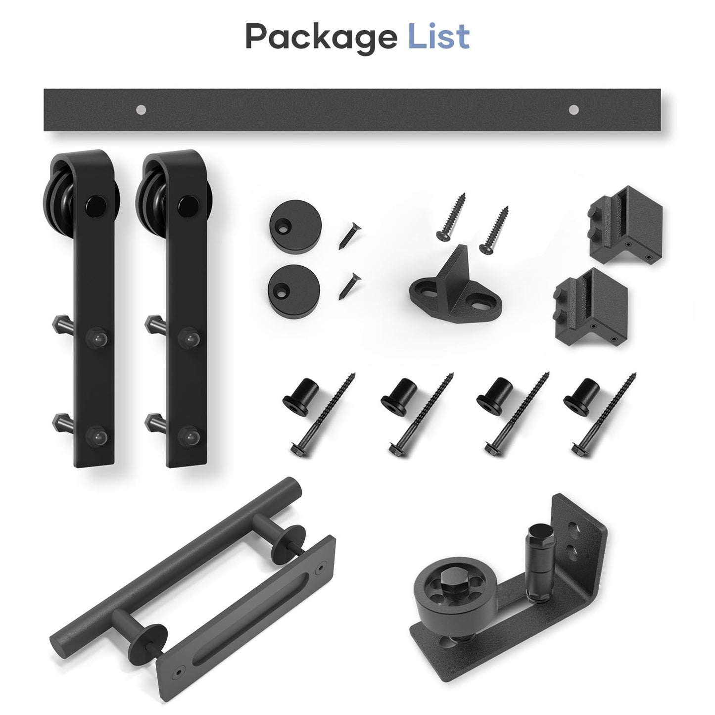 EaseLife 5 FT Sliding Barn Door Track and Handle Hardware Kit,Basic J Pulley,Slide Smoothly Quietly,Easy Install (5FT Track Kit for 24"~30" Wide Single Door)