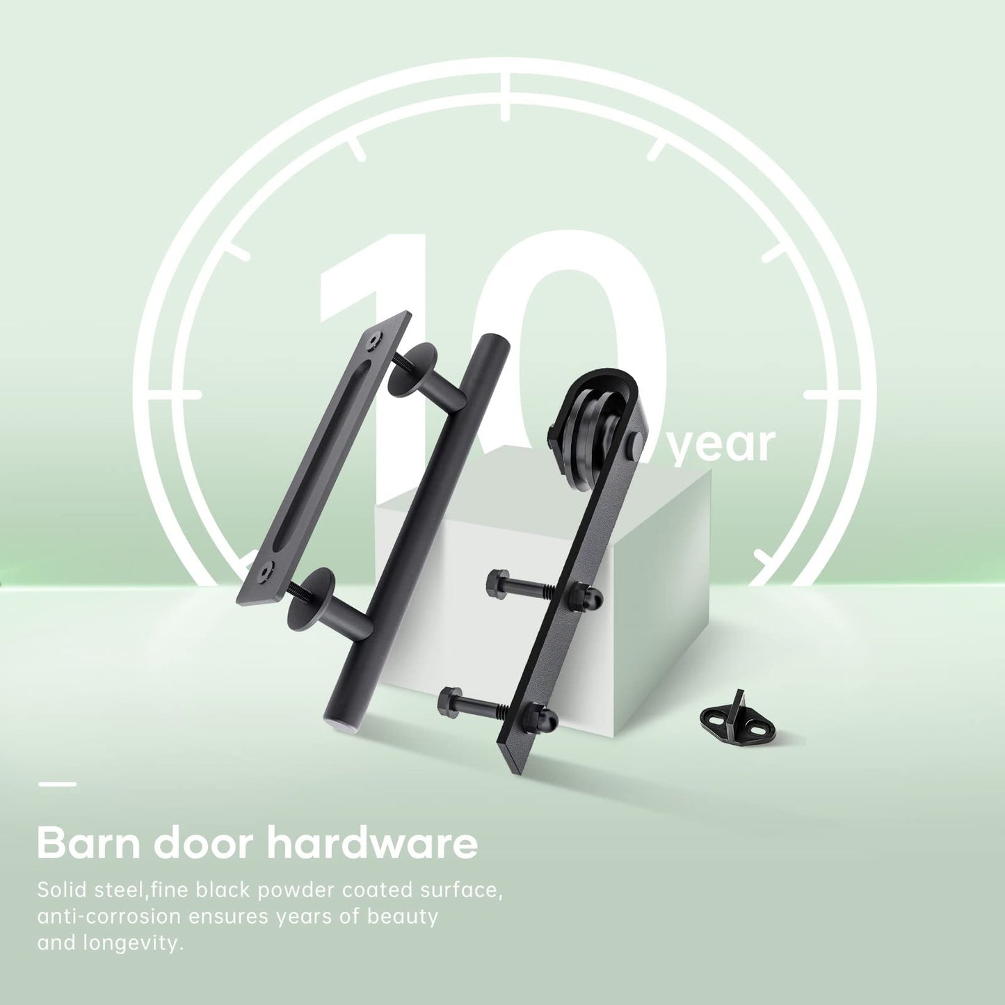 Fredbeck 42in x 84in White Glass Barn Door with 7FT 84inch Sliding Doors Hardware Kit Included & Handle,PVC Surface,Need to Assembly,Water-Proof