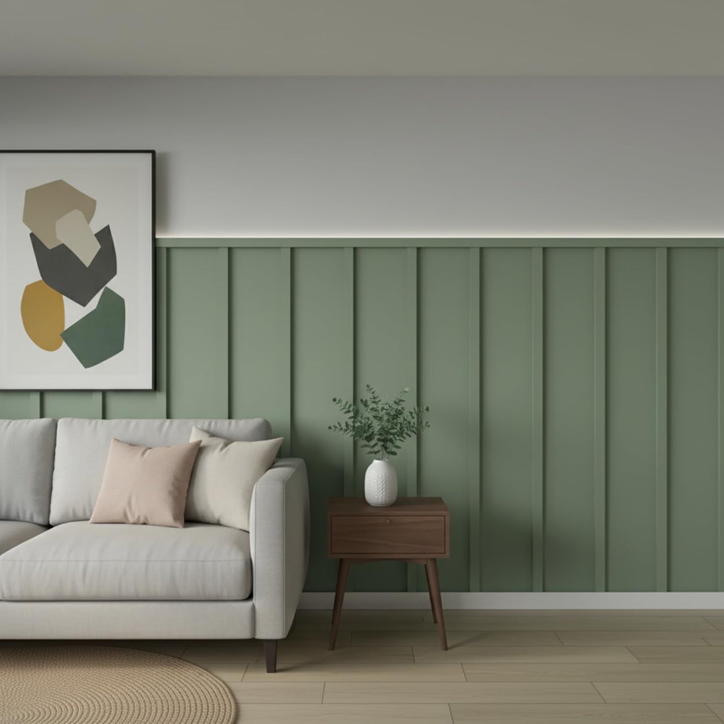 Weysat 1 Set 157.48 x 62.99 Inch MDF Board and Batten Wall Panel Kit Premade Wainscoting Panels Decorative Wall Molding Trim Slats Paintable Accent Kit for DIY Home Bedroom Living Room Decor