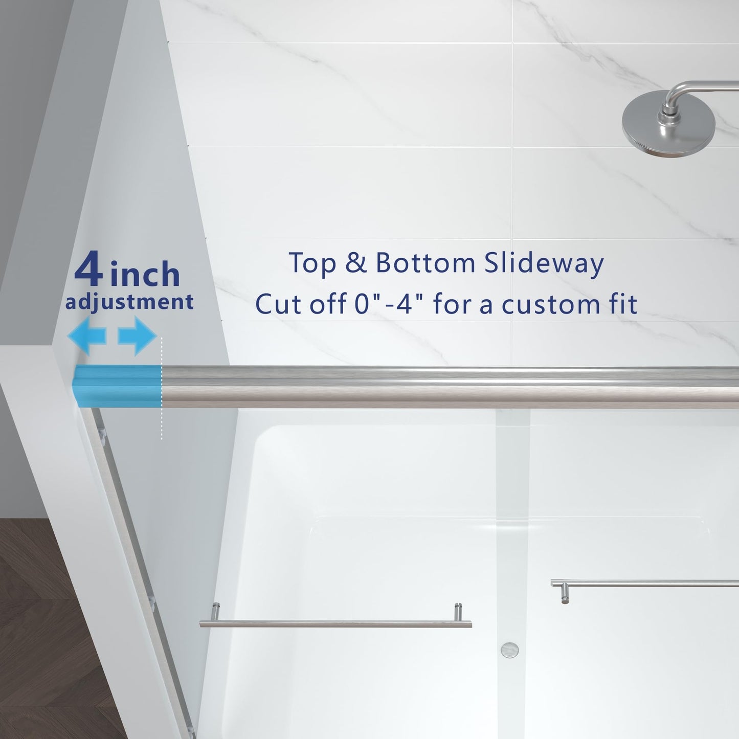 ENSO SENKA 60" W x 58" H Semi-Frameless Bypass Sliding Bathtub Shower Door, Easy-to-Clean Treated Clear Tempered Glass, Brushed Nickel