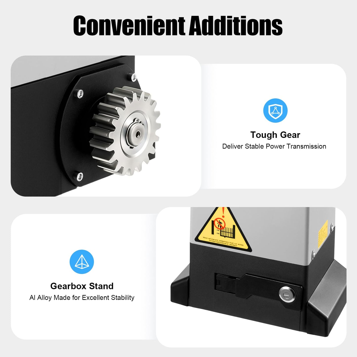 AKSDSGA 3968LBS Automatic Sliding Gate Opener with 2 Remote Controls, 750W Garage Door Motor Electric Gate Operator Hardware Kit for Sliding Doors Up to 39.3ft