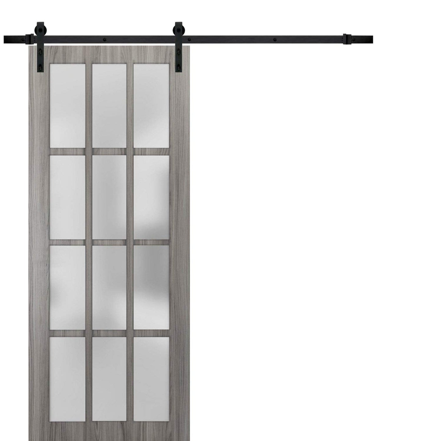 SARTODOORS Felicia 3312 | Interior Single Sliding barn Door with Frosted Glass, Solid Wood, 30x84, Black, Classic Style | Hardware Included