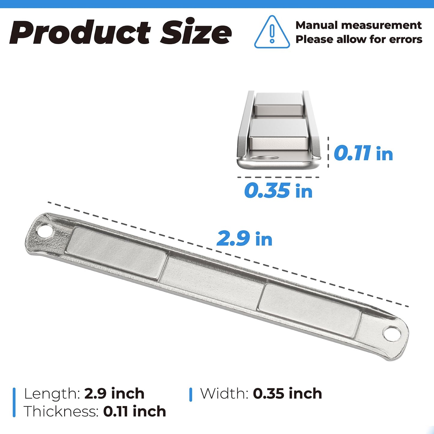 Stainless Steel U-Channel Shower Door Magnet with Screws - Swing Door Handles and Strike Jamb