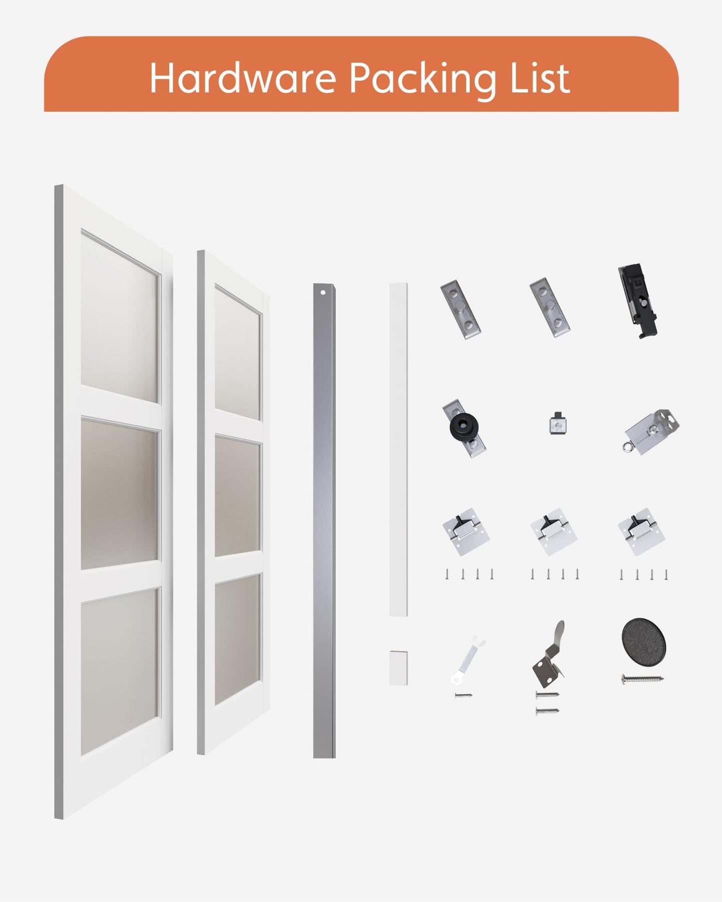 Bifold Closet Doors for 32"x 80" Opening, Tempered Frosted Glass Accordion Barn Door with Concealed Hardware Kit Included, Closet Door for Water-Proof PVC White Surface, Easy Install