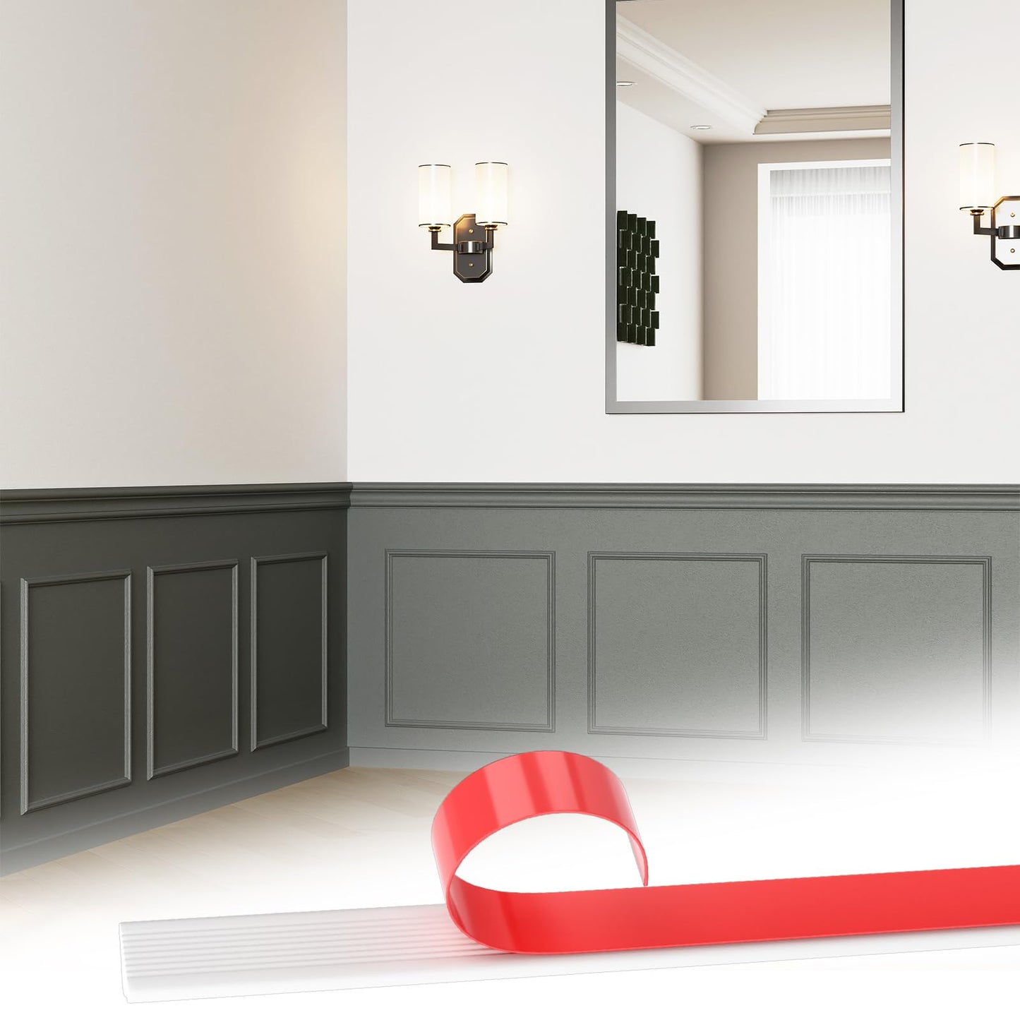 Colingmill Accent Wall Molding Kit Premade Wainscoting Panels Wall Molding Peel and Stick Panel White Pre Cut Trim for Walls Picture Frame Molding for Home Decoration(6 Set,20 x 20 Inch)