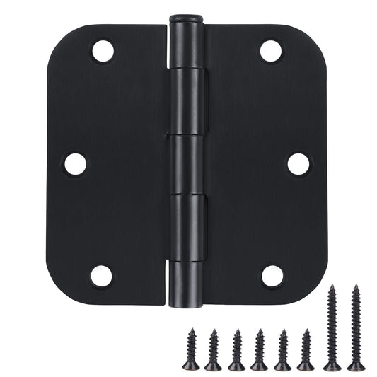 Door Hinge 3 1/2" 18 Pack Rounded Door Hinges Matte Black 3.5" x 3.5 Inch Hinges for Doors Interior 5/8" Radius Corners Residential Flat Hinges,Reversible Removable Pin Hinge Factory Shop