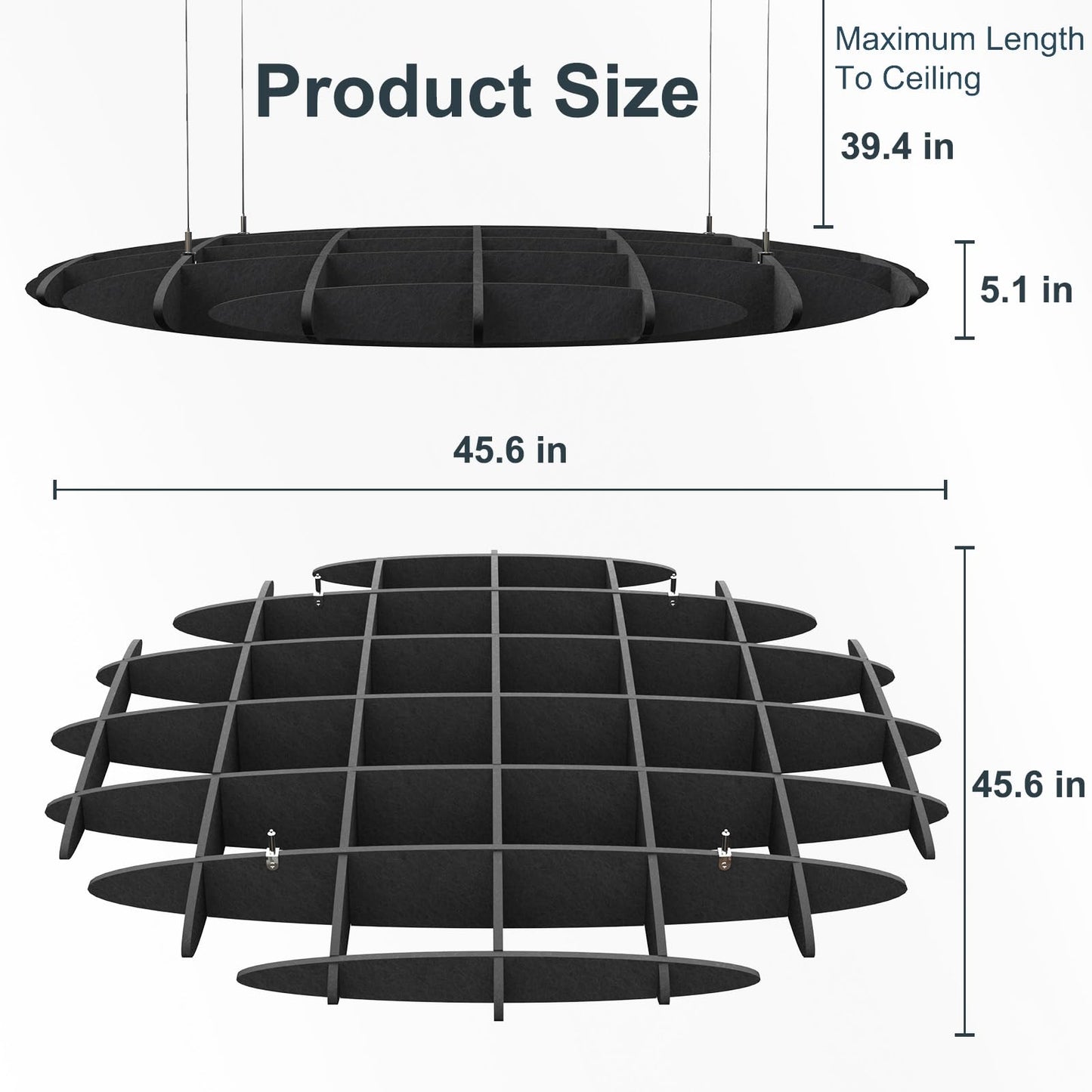 Acoustic Ceiling Panels, Sound Absorbing Panels Noise Reduction Acoustic Treatment for Office, Musice Studio, Home, Classroom (Hexagon, Black)