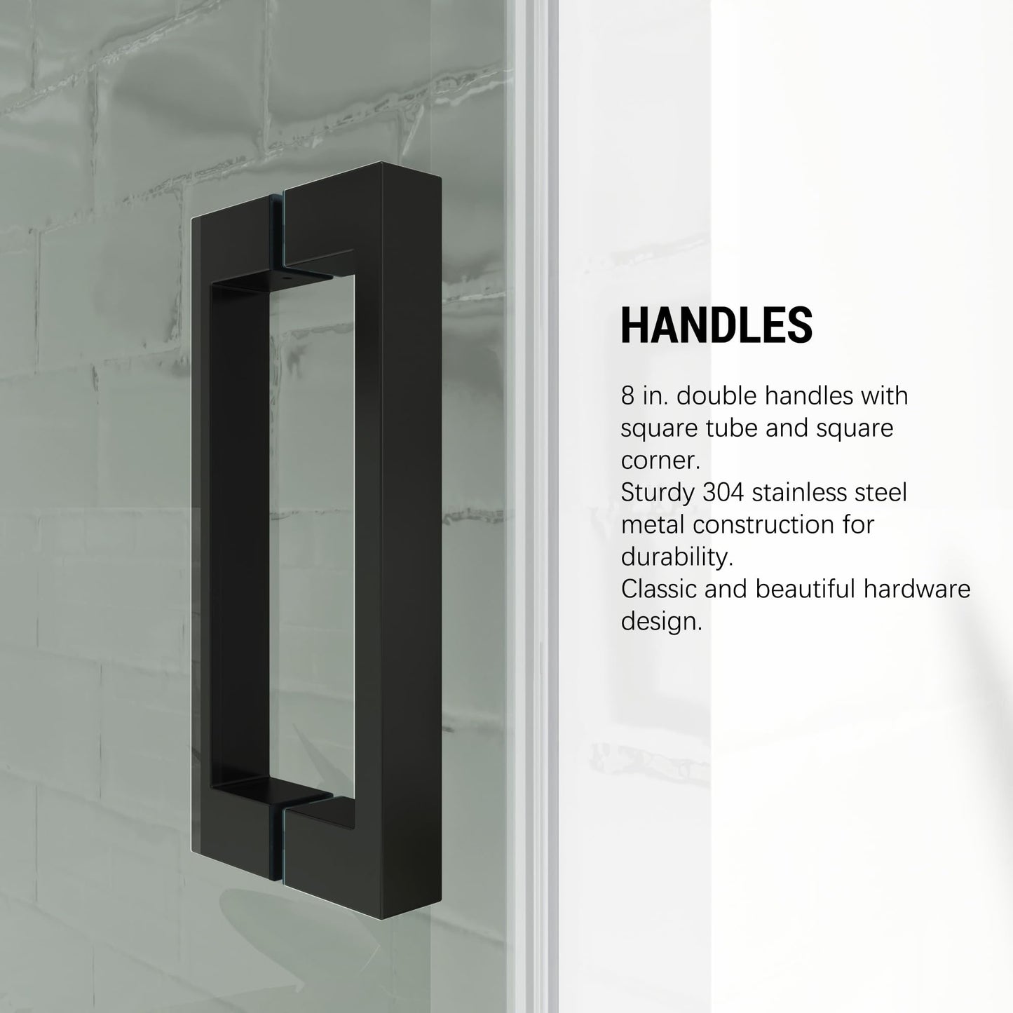 YINVANI Frameless Shower Door, 56-60.5" W x 76 ", Single Sliding Shower Door, Soft-Close Design SGCC Certified 3/8" (10mm) Clear Tempered Glass, Matte Black Stainless Steel Finish.