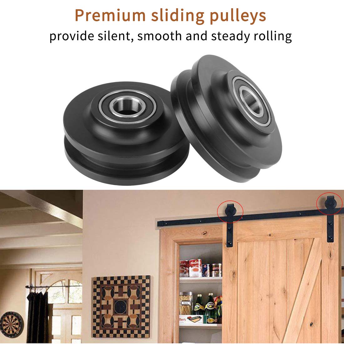 Signstek 12 FT Double Sliding Barn Door Hardware Track Kit, Wood Slab Use, for Garage, Kitchen, Bedroom, Fit 36'' Wide Door Panel-Smoothly and Quitely-Easy to Install (J Shape Hanger)