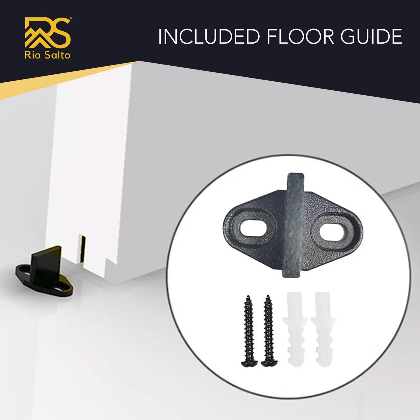 Rio Salto Gold Barn Door Hardware Kit 84" Length 7FT Sliding Door Hardware Modern Barn Interior Brushed Brass Panel Hardware (Hardware Kit, 7 Feet - Single Door)