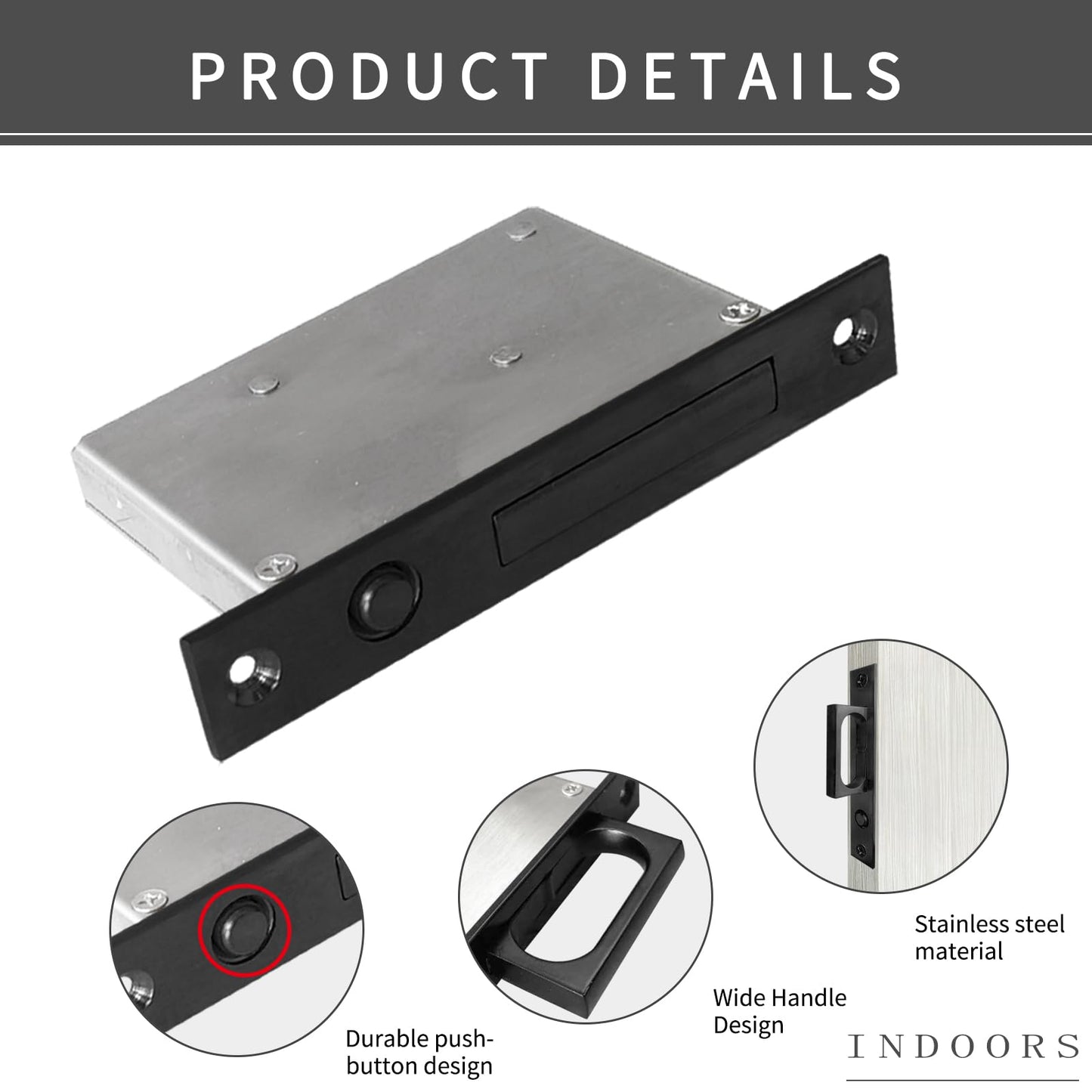 senharvest Recessed Finger Flush Pulls with Edge Pull -Sliding Closet Door Handles Hardware Suitable for Pocket Door,Closet Door,Sliding Doors, Barn Door Handle (Black, 7Inch)