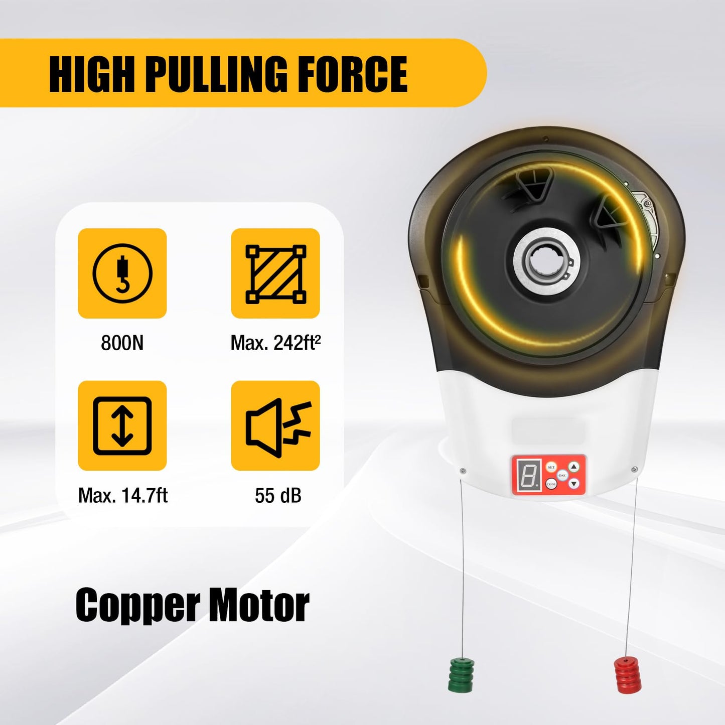 Roll Up Garage Door Opener with Remote, 110V Side Mount Electric Motor, 800N Automatic Rolling Door Opener for Garage, Warehouse, Barn, Shop - Easy Installation & Quiet Operation