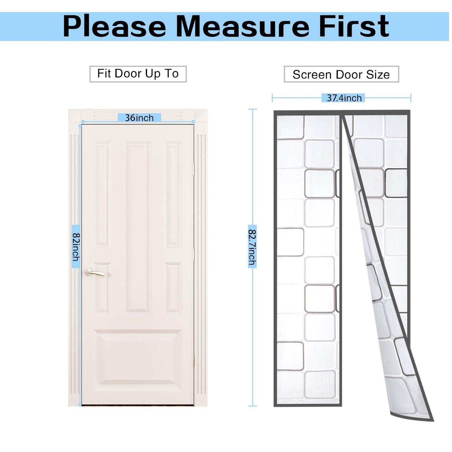 Insulated Door Curtain, Thermal Magnetic Self-Sealing EVA Door Screen Winter Stop Draft Keep Cold Out Door Cover for Kitchen, Bedroom, Air Conditioner Room,Hands Free (37" x 82")
