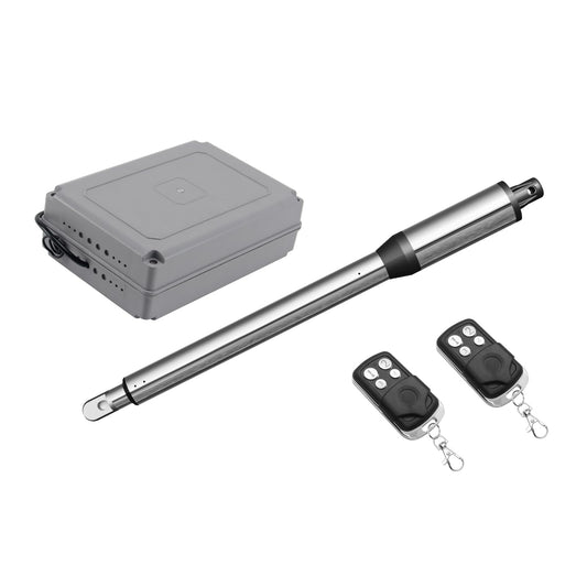 JUJIANG C01 Automatic Gate Opener with Remote Complete Kit for Single Swing Gate Up to 440lb 16FT, Electric Gate Opener Medium Duty Single Swing Gate Opener Automatic Gate Motor 40W AC Powered