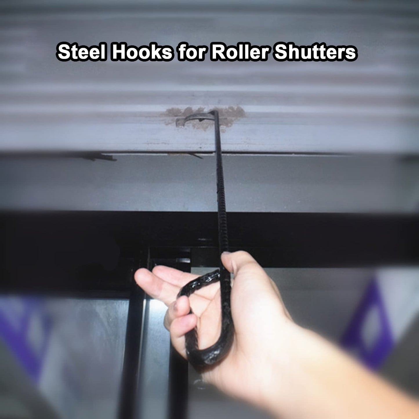 HDYZJQ Rolling Shutter Door Hook, 50/60/70/80/100/120/150/160cm Long, 8mm Thick Pull Window Hooks for Opening Shop Door, Metal Steel Lifter Bar(160cm Length)