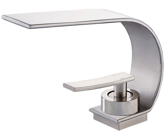 becola Modern Bathroom Faucet, Low Arc Brass Ceramic Valve Vanity Single Hole Bathroom Sink Faucet, Touch On Single Handle Hot and Cold Water Mixer Tap - Brushed Nickel