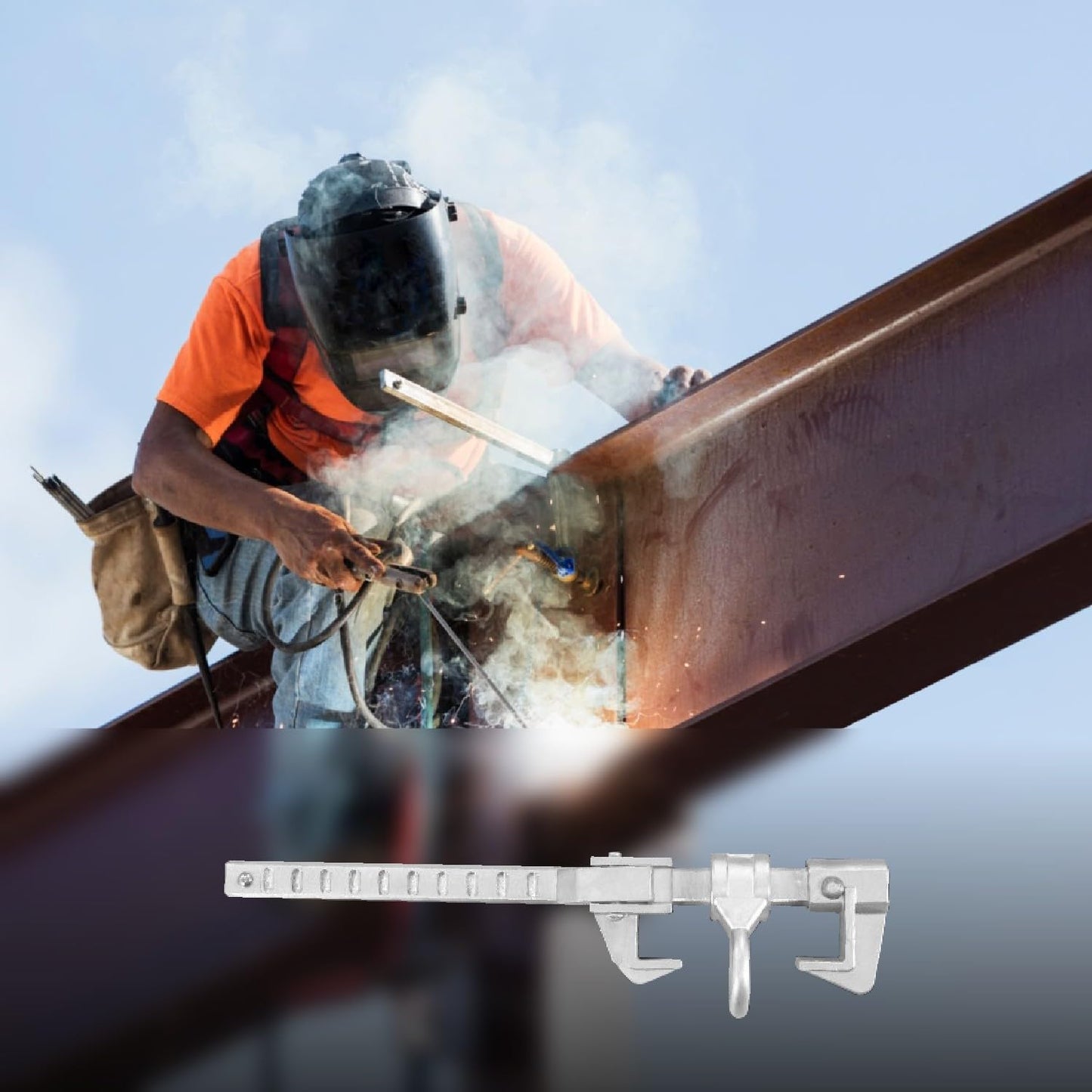cernzard Aluminum Sliding Beam Anchor Clamp, Mobile Steel Beam Walker, Adjustable I/H Structure Connector for Fall Protection, Anchor Point for Safety Harness System, OSHA & ANSI Compliant