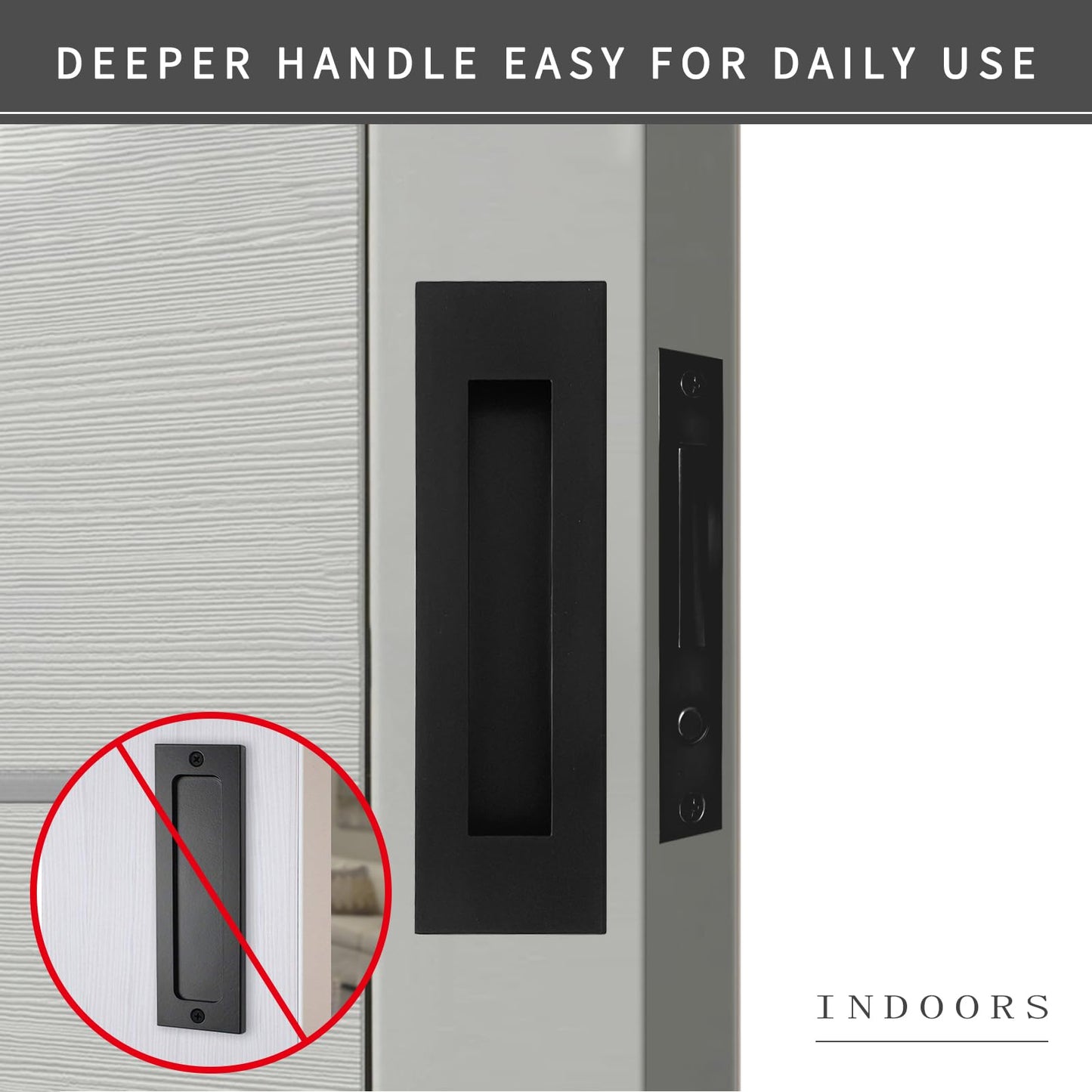 senharvest Recessed Finger Flush Pulls with Edge Pull -Sliding Closet Door Handles Hardware Suitable for Pocket Door,Closet Door,Sliding Doors, Barn Door Handle (Black, 7Inch)