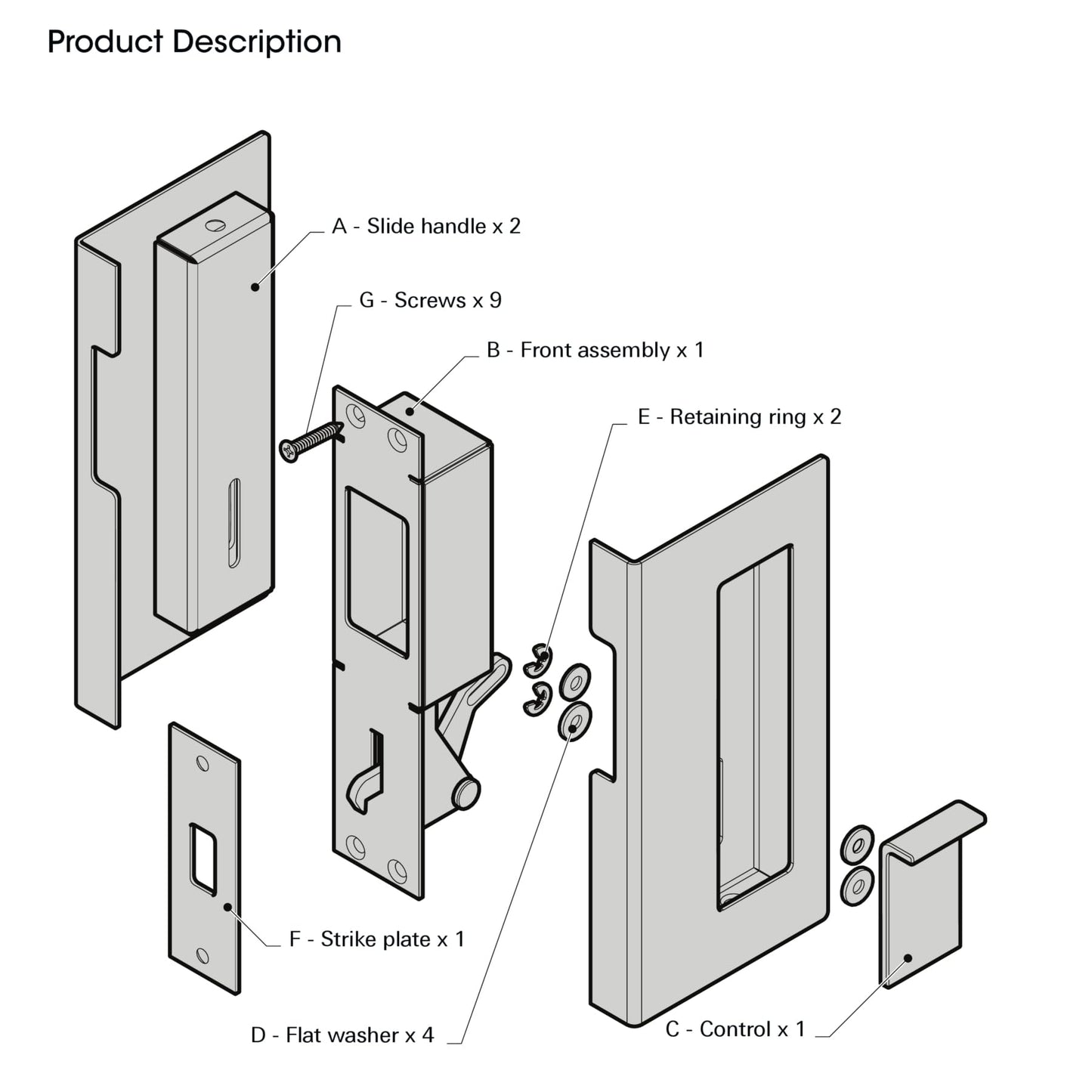 WOFADA Privacy Pocket Door Pull with Lock, Wooden Sliding Door Handle for 1-3/8”Thickness Door Replace Old Or Damaged Pocket Door Hardware (Matt Black)