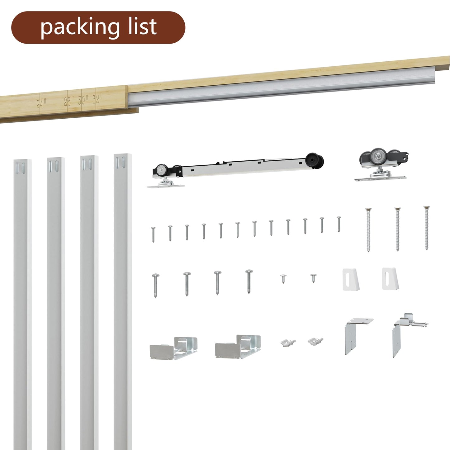 SongYung 24"-36"x 80" Pocket Door Frame Kit with 98LBS Soft Close Mechanism,Aluminum Track Hardware Suitable for Doors Wide 24"-36",2X4 Studs Wall,Smoothly and Quietly Easy to Install