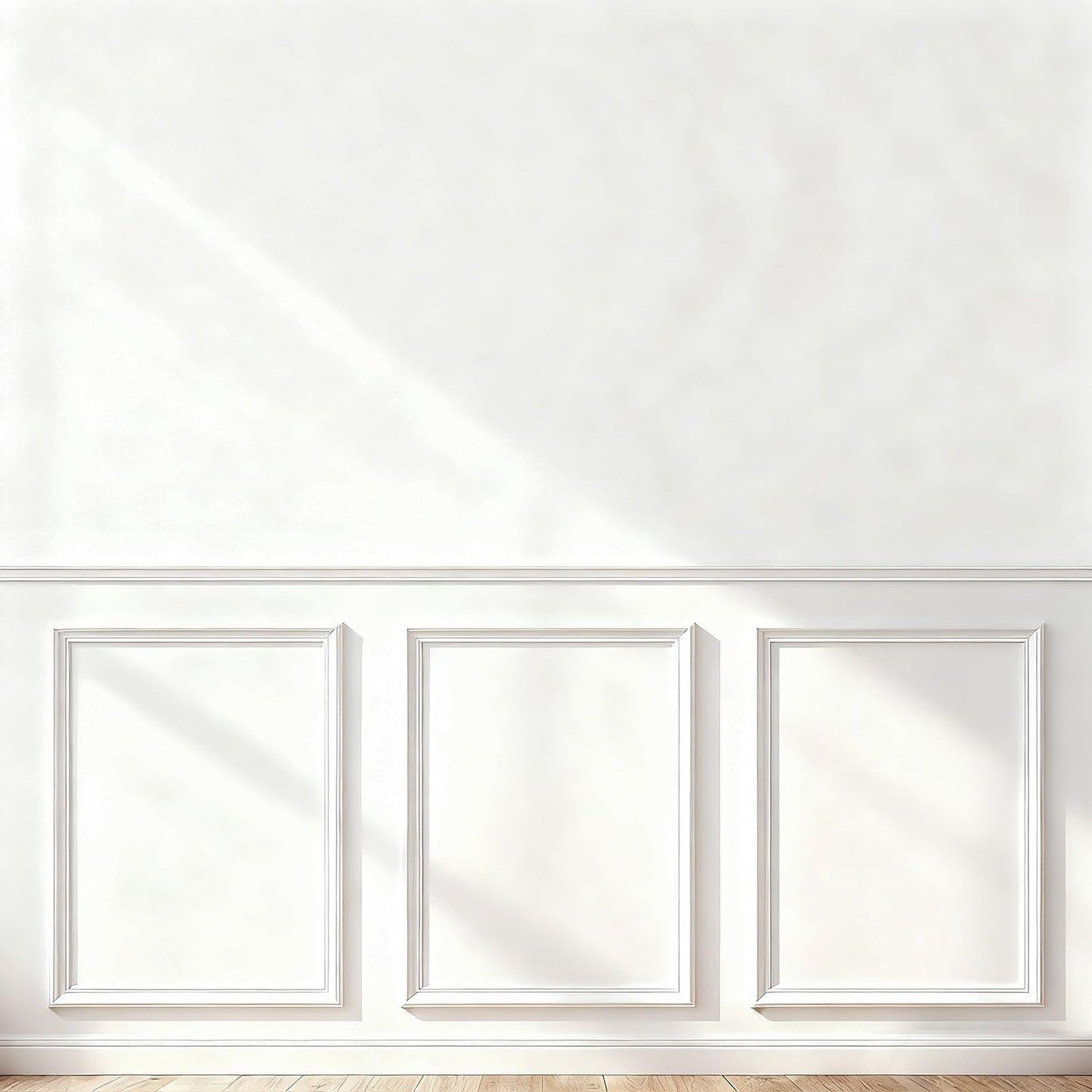 Peel and Stick Wainscoting Panels, 3 Set 20"x27" Wall Molding + 2pcs Chair Rail Trim, Pre-Cut Self Adhesive Premade Molding Panel for Bathroom Hallway Door Nursery Wall, Ready to Assemble