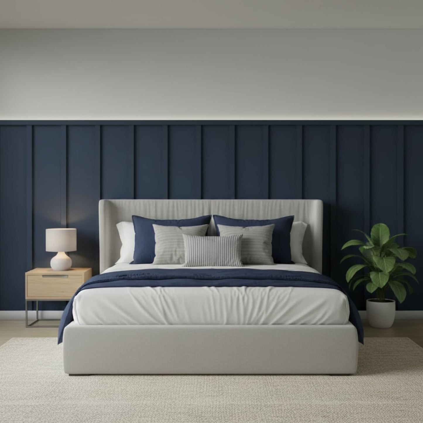 Weysat 1 Set 157.48 x 62.99 Inch MDF Board and Batten Wall Panel Kit Premade Wainscoting Panels Decorative Wall Molding Trim Slats Paintable Accent Kit for DIY Home Bedroom Living Room Decor