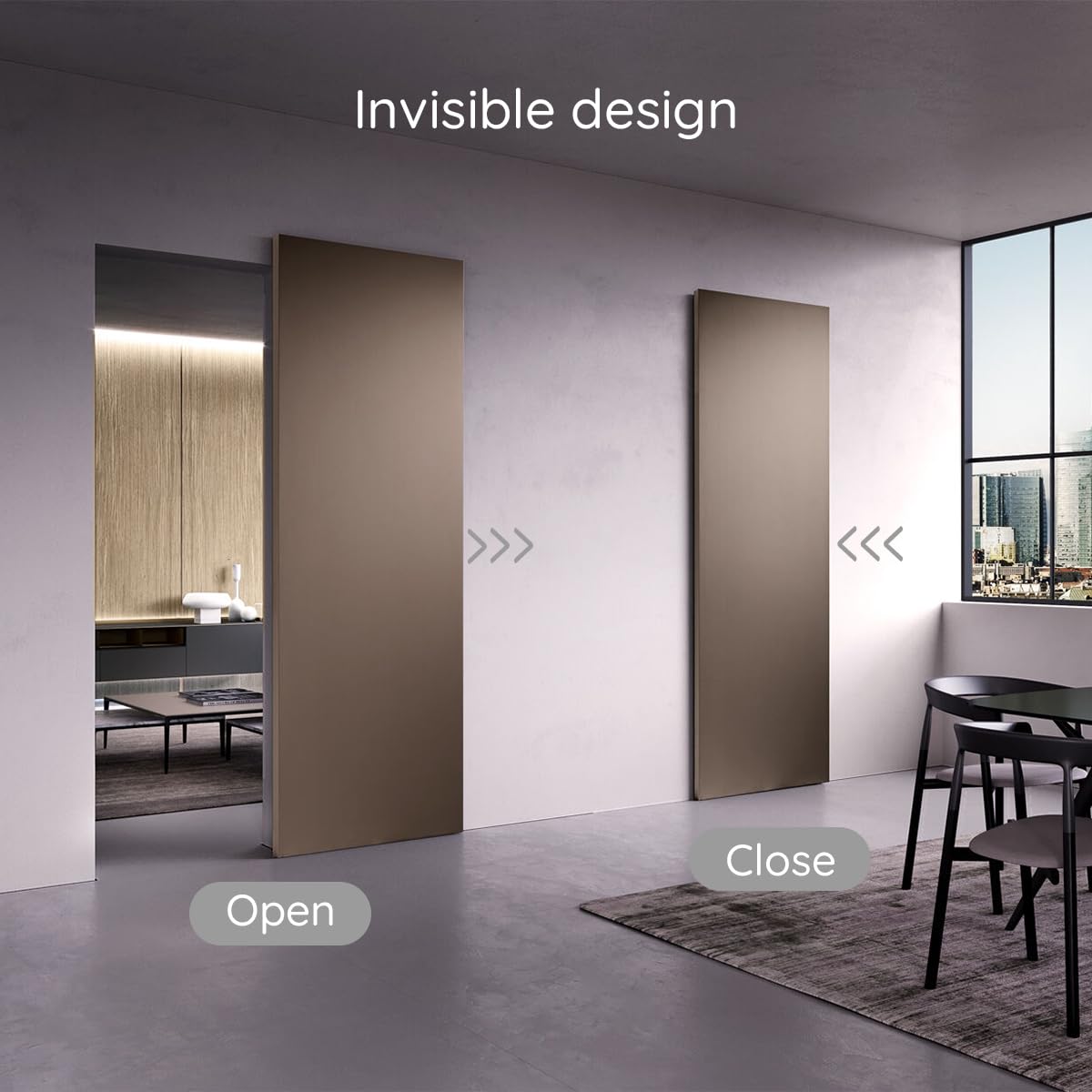 47" Concealed Sliding Barn Door Hardware and Track ，Floating Wall Mount，Soft Closing(Newly Upgraded 4-Wheel Pulley)