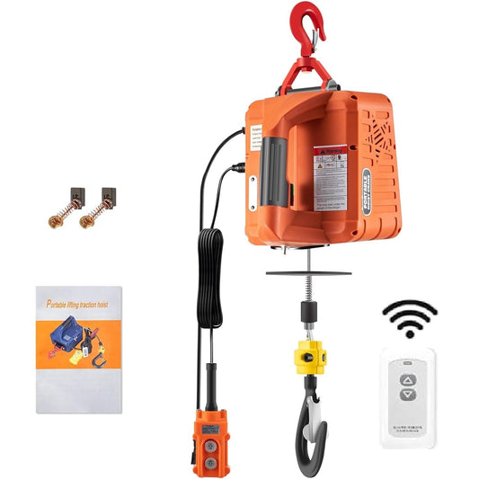 VEVOR 3in1 Electric Hoist Winch, 1500W Portable Electric Winch, 110V Power Winch Crane, 25ft Lifting Height, Overload Protection for Lifting