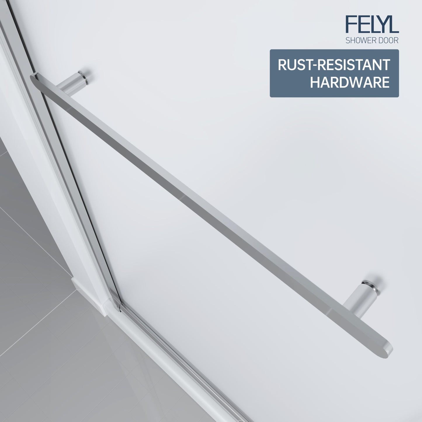 FELYL Frosted Sliding Shower Door 49-54" W x 72" H, Chrome Finish, Single Sliding Door, Framed, 1/4" (6mm) SGCC Tempered Glass, Reversible Installation