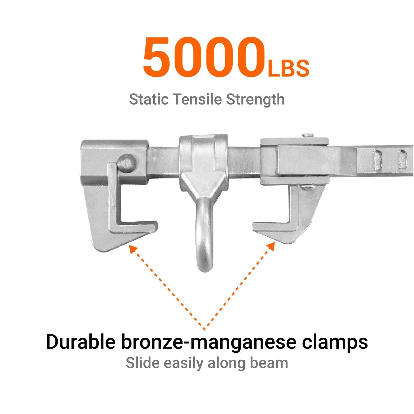 cernzard Aluminum Sliding Beam Anchor Clamp, Mobile Steel Beam Walker, Adjustable I/H Structure Connector for Fall Protection, Anchor Point for Safety Harness System, OSHA & ANSI Compliant