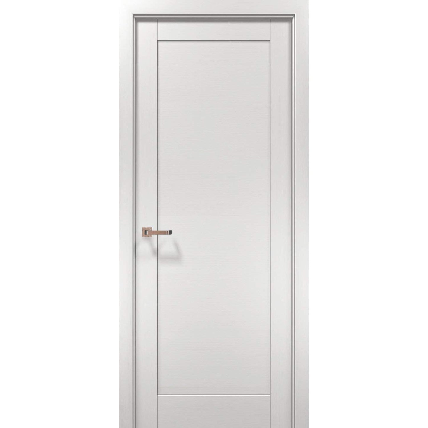 SARTODOORS Modern MDF Interior Door 32x96 with Hardware | Quadro 4111 White Ash | Single Panel Frame Trims | Bathroom Bedroom Sturdy Doors