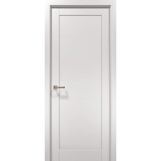 SARTODOORS Modern MDF Interior Door 32x96 with Hardware | Quadro 4111 White Ash | Single Panel Frame Trims | Bathroom Bedroom Sturdy Doors