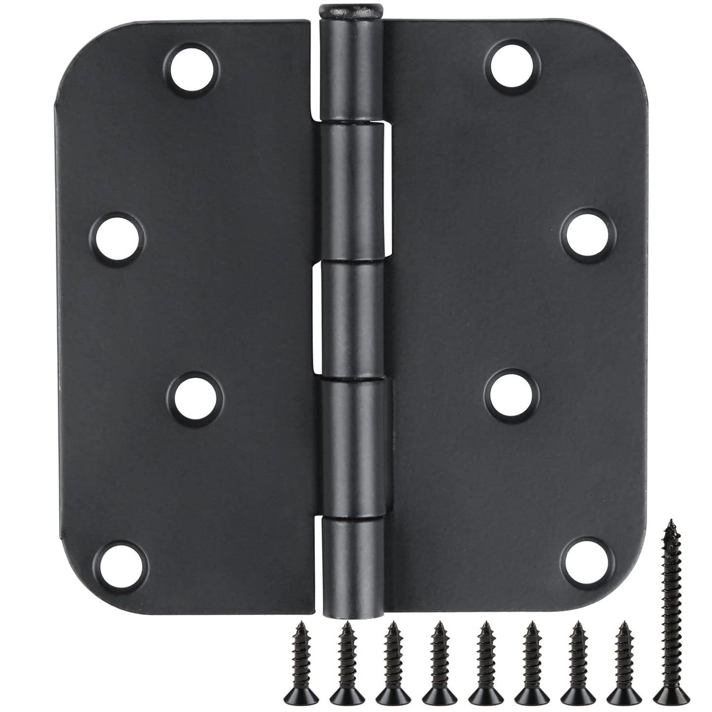 18 Pack Black Door Hinges 4 Inch x4 Rounded Heavy Duty Exterior Door Hinges Black Matte Black Hinges for Interior Doors,Front/Entry/Hinged/Steel/Barn-Style/Inside/Outside Door Hardware Hinge 8 Holes