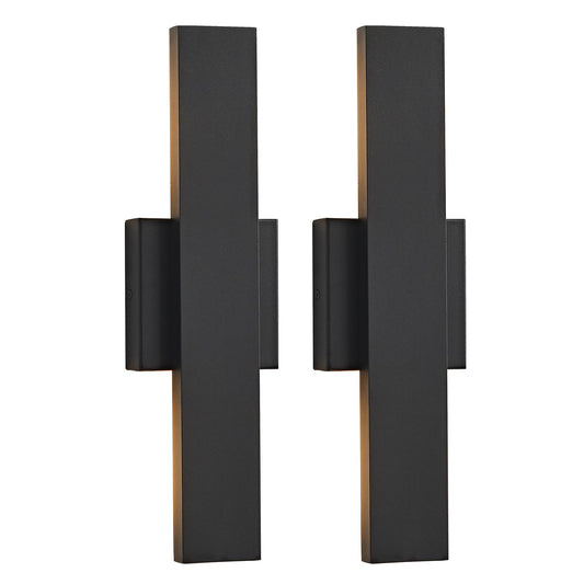Outdoor Modern LED Wall Light Fixtures, Black Linear Exterior Wall Sconces 20W, Modern Porch Patio Light Fixture Waterproof Outdoor Wall Lights Outside Lights for House Garage Front Door Patio 2pack