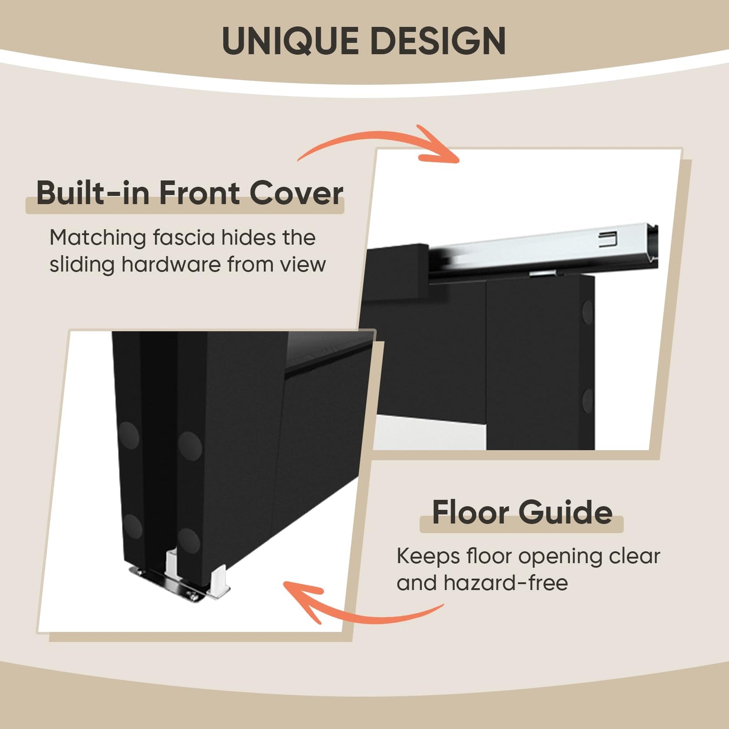 JUBEST 60" x 80" Mirror Closet Door, Preassembled One Side Mirror Door with Hardware Kit & Matching Fascia, Solid Wood Frame with Water-Proof PVC Surface, Easy to Install, Black