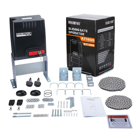 GateXpert Automatic Sliding Gate Opener with Remote Control Transmitters and Infrared Photocell Sensor - Chain Driveway Security Door Operator Kit (for 1350lb & 26ft Gate, AT1350)