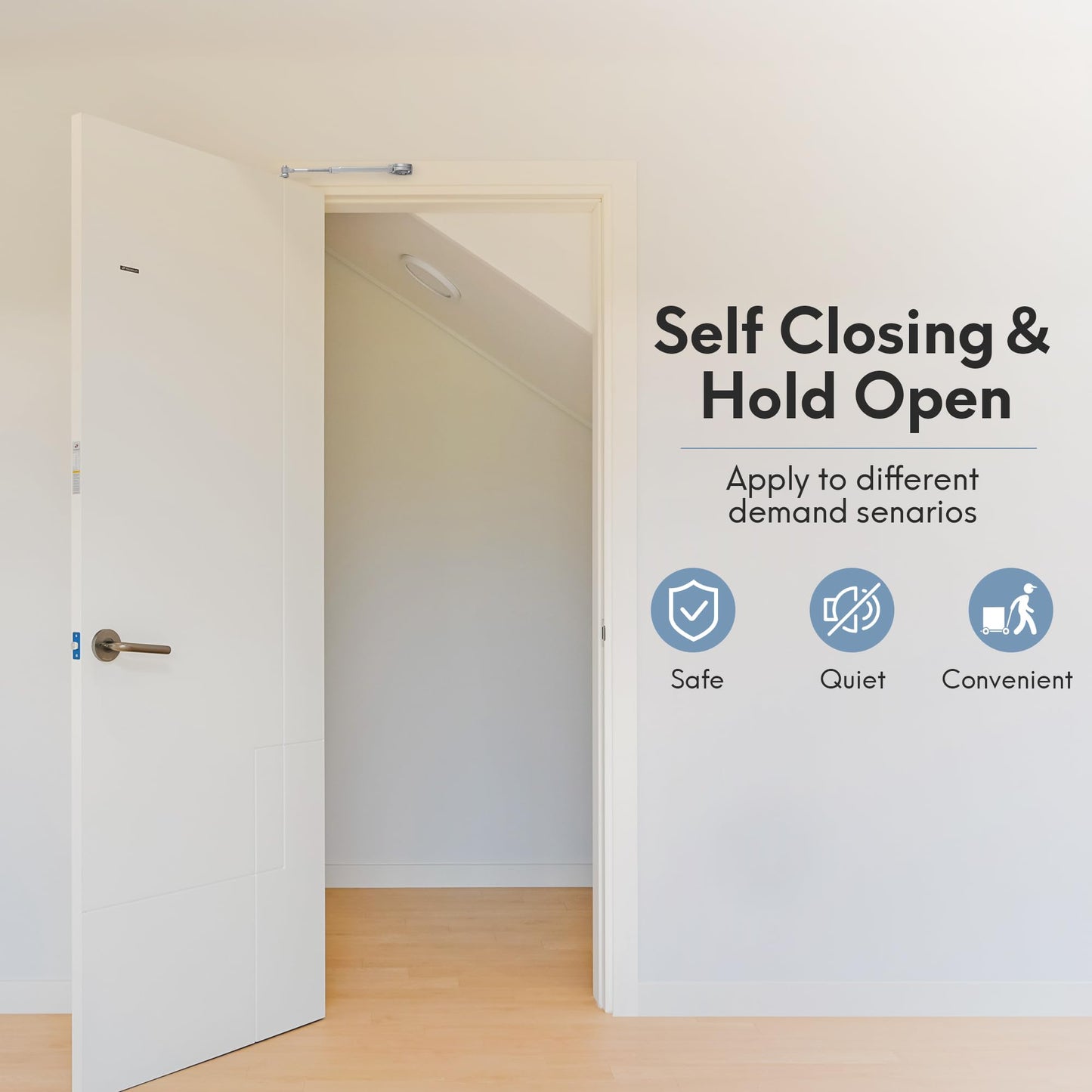 SOPHIA Door Closer Hold Open for Home, Door Closers Commercial Heavy Duty, Adjustable Speed & Spring Power 1-6, Hydraulic Door Closer Hinge Self Closing, No Slam, ADA & UL, DK4000