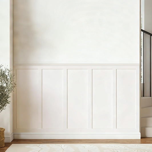 SAFERRYHOME Board and Batten Wall Panel Kit,Paintable Wainscoting Panels Easy Install for Bedroom Living Room Hallway, Covers 94" x 54" Molding Trim Slat with Edge Strip, Paintable White