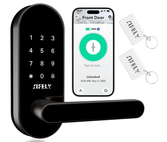Keyless Entry Keypad Smart Door Lock with Handle & Knob – Digital Deadbolt for Front, Bedroom, Office & Interior Doors, App Control for Airbnb, Guests & Kids, Easy DIY Install (No Fingerprint)