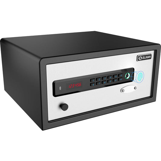 Z ZLJUAN Hotel Safe 1.1 Cubic Feet Home Safe Personal Document Steel Security Safe with Hotel-Style Biometric Lock/Digital Electronic Lock/Key Lock (White)